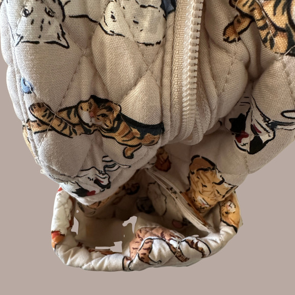 New Vera Bradley A CATS LIFE Large Weekender Travel Luggage Bag Beige - Picture 6 of 8